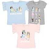 Bluey Big Girls 3 Pack T-Shirts Blue/Grey Pink 10-12