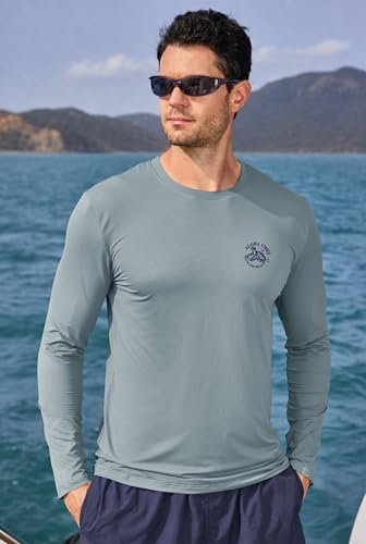 Image of Mens UPF 50+ Rash Guard Quick Dry Lightweight Summer UV Sun Protection Long Sleeve Swim Shirt (S-XXL)