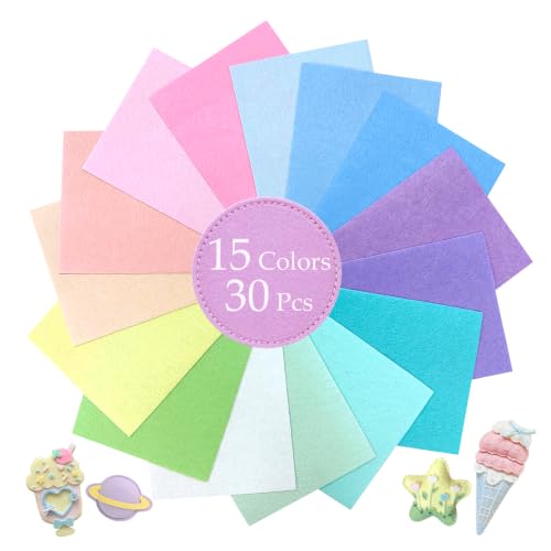 30Pcs Stiff Felt Sheets 1.5mm Thick Felt Fabric Sheets (Macaron Series)
