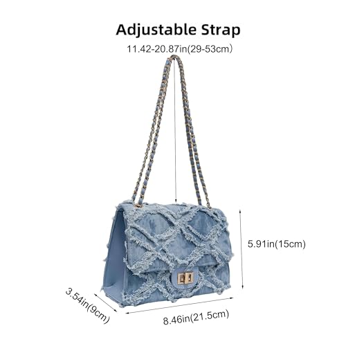 Eiyye Denim Purse Crossbody Bag for Women Vintage Jean Purse with Chain Strap for Casual Party Shopping Vacation2
