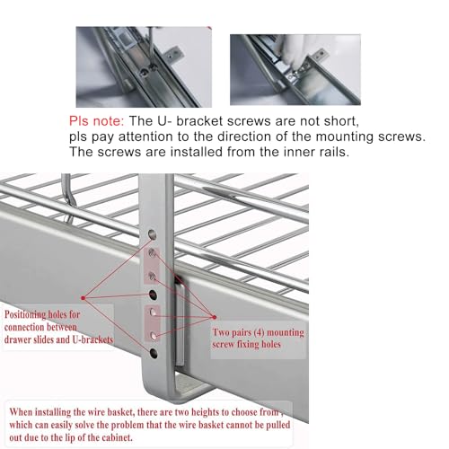 DINDON 2 Tier Pull Out Cabinet Organizer (20" W X 21" D), Double Tier Wire Basket Slide Out Shelf Storage for Kitchen Base Cabinet Organization ​for Kitchen, Pantry, Bathroom, Chrome