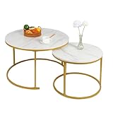 【Tables de salon de haute qualité】: 70 cm + 50 cm de diamètre, les plateaux de table basse vous offrent suffisamment d'espace pour placer vos décorations, petites plantes, tasses à thé, magzines ou livres. Vous pouvez utiliser l'espace pour créer un espace décoratif et rendre votre salon plus attrayant et impressionnant.