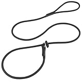 Slip Lead Dog Leash – Strong Nylon Training Rope with Spring-Loaded Adjustable Stopper – 5/16' x 4/5/6ft -No Pull Heavy Duty Leash for Small Medium Large Dogs(Black, 5 FT)