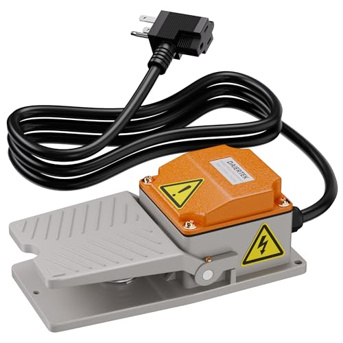 DaierTek Momentary Foot Pedal Switch, Heavy Duty SPDT NO NC 15A 110-250V Foot Switch, IP65 Aluminum Cast Industrial Foot Control with 6ft Cable & Piggyback Plug for Sander Meat Grinder Wood Lathe