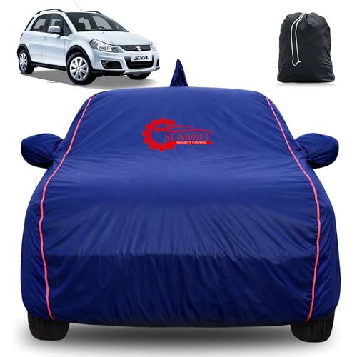 Image of 100% Waterproof Car Cover for Maruti Suzuki SX4 | All-Weather, Dustproof & UV Protection | Heavy-Duty 3-Layer Fabric | Custom Fit with Mirror & Antenna Pocket | Navy Blue