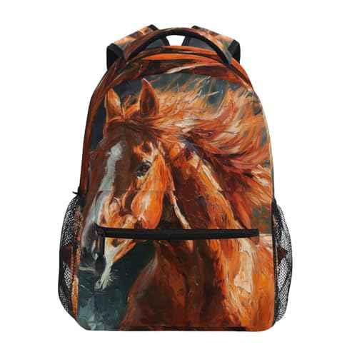YETTASBIN Horse Backpack for Men Women, Waterproof High/Middle School Bookbag Lightweight Laptop Travel Daypack with Multiple Pockets for Teens Boys Girls