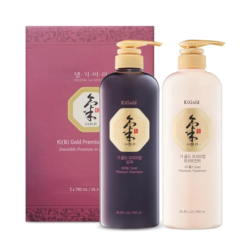 Daeng Gi Meo Ri – Ki Gold Premium Shampoo and Treatment Set, Promotes Healthy Hair Growth, Scalp Stimulant, Prevents Hair Loss, 26.3 FL OZ Each