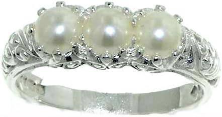 LetsBuyGold 925 Sterling Silver Cultured Pearl Womens Promise Ring - Size 6.5