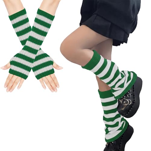 Sexybody Women Arm and Leg Warmers Set Y2K Striped Streewear Cover Kawaii Harajuku Socks Accessories for Rave Festival
