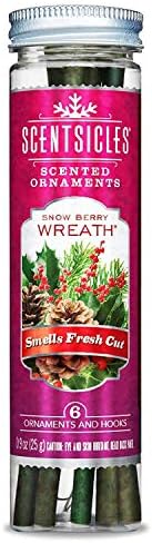 Scentsicles Scented Ornaments, Includes 6 ornaments and hooks (Snow Berry Wreath)