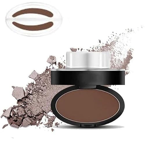 Deluxe Eyebrow Stamp Set - Waterproof Powder Seal for Perfect Natural Eye Brow Tinting and Coloring Kit - Rounded Medium Brown -  zhho