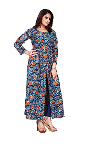 Image of H.E HAMZA ENTERPRISER Printed Crepe Material Brown Western Dress For Women