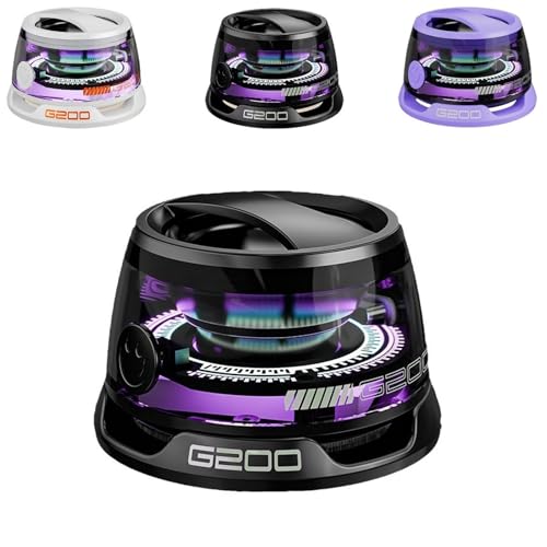 ALOEU Multifunctional Magnetic Bluetooth Speaker, Magnetic Mini Bluetooth Speaker with Multi RGB Color Light, G200 Small Wireless Conduction Speaker Can Be Magnetic Phone Holder(Black)