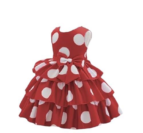 Girls ALine Dress with Short Sleeves Red