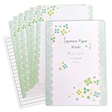 Iyo Washi - Papel de papelería, 15 hojas (9.7 x 6.9 pulgadas), papel de papelería de hoja verde, papel japonés, imprimible, impresora de inyección de tinta, para escritura de cartas, tarjeta de