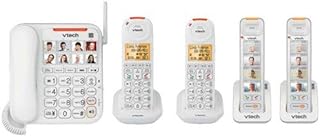 VTech SN5147 Sistema amplificado com fio/sem fio com VTech (2) SN5307 acessório para mostrador de foto e aparelho de telefone com botão grande VTech SN5107