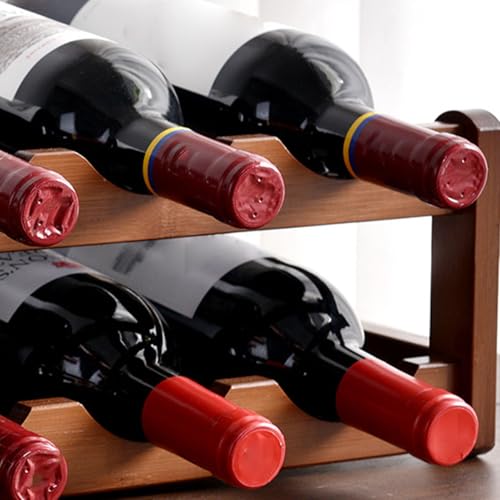 Almacenamiento De Vino De Madera De 2 Niveles Y 8 Botellas, Exhibición Elegante, 43x23,5x15cm, Botellero Apilable, Almacenamiento Elegante De Botellas, Organización Práctica, Para Hombres Y Mujeres, E - imagen 5