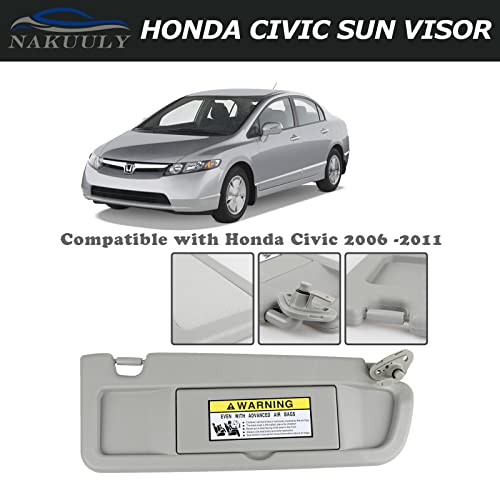 Nakuuly Left Driver And Right Passenger Side Sun Visor Gray Compatible With Honda Civic 2006 2007 2008 2009 2010 2011 Replaces # 83280-Sna-A01Zc 83230-Sna-A01Zc #TOP2