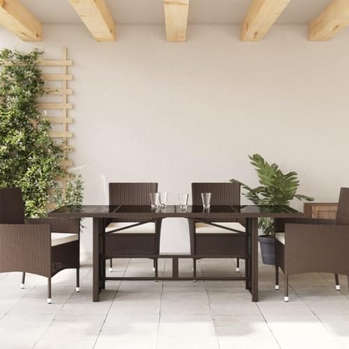 Mesa de jardín de poliratán marrón resistente terraza y balcón 4