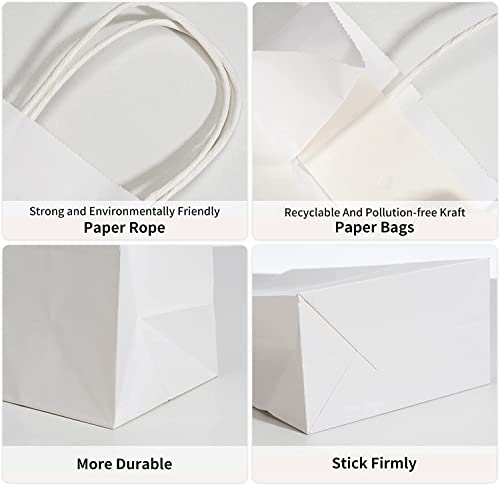 Image of Gift Bags- 10X14X5In 10Pcs Medium White Paper Bags For Shopping Retail- Medium Paper Carry Bags,Gifting Covers,Disposable,Recyclable Eco Friendly (10X14X5 In White,10 Pack)