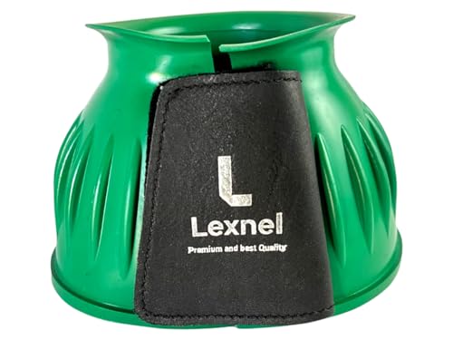 Image of Rubber Horse Bell Boots - Durable Overreach Protection & Secure Hook-and-Loop Closure (M-Green)