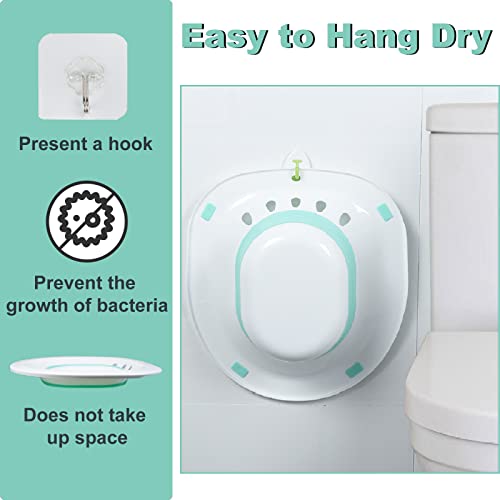 Sitz Bath For Hemorrhoids Toilet Seat Postpartum Care Yoni Steam Seat, Sits Bath Kit For Women Men Foldable, Hangable, Plastic Packaging Green #TOP4