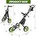 Alllion Golf Push Cart 3 Wheel, Golf Cart Foldable, Multiple Functions Golf Bag Cart for All Ages with Adjustable Handle - Lightweight & Easy Fold Design for Easy Transportation - 12lbs - Green