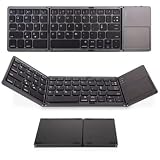 Foldable Bluetooth Keyborad with Touchpad,Small Tri-Folding Travel Mini Compact Wireless Portable Keyboard for PC Laptop iPad Tablets Smartphone Universal Android Windows iOS, Sync Up to 3 Devices