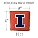 YouTheFan Officially-Licensed NCAA Illinois Fighting Illini Set of 4 Cornhole Bags - All Weather Regulation 6” x 6” Size - 16oz Weight - Designed in USA