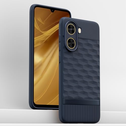 Image of Pikkme Back Cover for Poco C71 / Redmi A5 Camera Protection 3D Hexa Cube Design Silicone Protective Bumper Case (Blue)