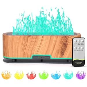 Colorful Essential Oil Diffuser, Upgraded 7 Flame Air Aroma Diffuser Humidifier, Noiseless Aromatherapy Diffuser for Office,Home,Yoga with Timer & Auto-Off Protection 200mL (Light Wood)
