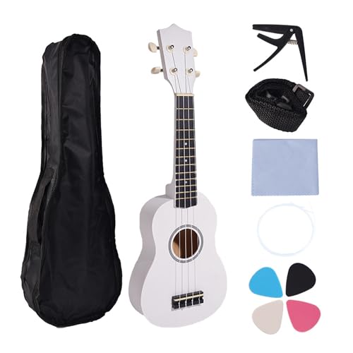 Rosrrtlm - Juego de ukelele de 21 pulgadas para principiantes de 4 cuerdas para guitarra pequeña,...