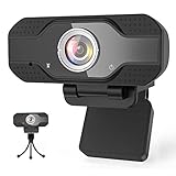Mksutary Webcam 1080P Full HD con Micrófono, USB PC Web Camera Portátil con Trípode, Streaming Cámara Reducción de Ruido para Mac Windows Laptop Conferencias Gaming Xbox Skype OBS Xsplit