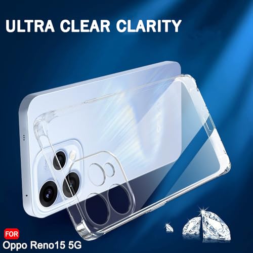 Image of TheGiftKart Back Cover Soft Case for Oppo Reno 15 5G | Best Camera Protection | Inbuilt Dust Plugs & Anti-Slip Grip | Ultra Clear Slim Case Cover for Oppo Reno 15 5G (Silicone, Transparent)