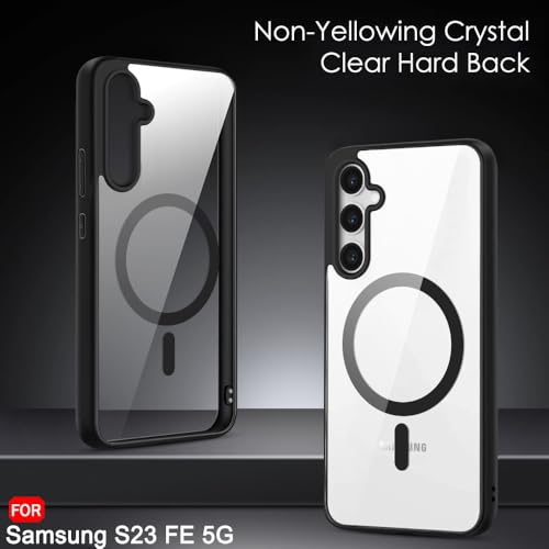 Image of TheGiftKart Hybrid Back Cover Case for Samsung Galaxy S23 FE 5G Compatible with MagSafe | Shockproof Design | Hard Transparent Back Cover Case for Samsung Galaxy S23 FE 5G (PC & TPU, Black Sides)
