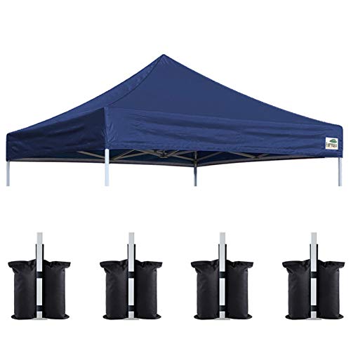 Eurmax USA 10x10 Pop Up Canopy Replacement Top Universal Instant Canopy Cover ONLY Heavy Duty UPF 50+ UV Protection Water & Wind Resistant Tarp 30+ Colors Available Bonus 4 Sand Bags (Navy Blue)