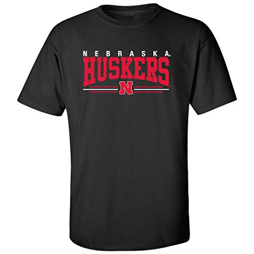 CornBorn Nebraska Cornhuskers Tshirt - Huskers Shirts - Stripe N - Black - Medium