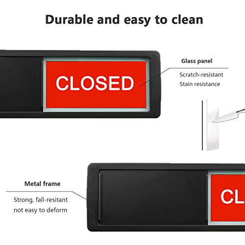 Image of Open Closed Sign, Open Signs Privacy Slide Door Sign Indicator for Business Storefront, Restroom, Office Door, Wall, Window, Restaurants, Retail Salon Shops (Black)