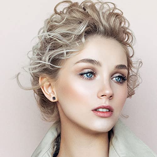 Moissanite Stud Earrings, 0.2Ct-8.0Ct A Pair Hypoallergenic Earrings D Color Vvs1 Clarity Brilliant Round Cut Lab Created Moissanite Diamond Earrings 18K White Yellow Gold Plated S925 Sterling Silver Diamond Stud Earrings For Women Girls Men Black Gem #TOP6