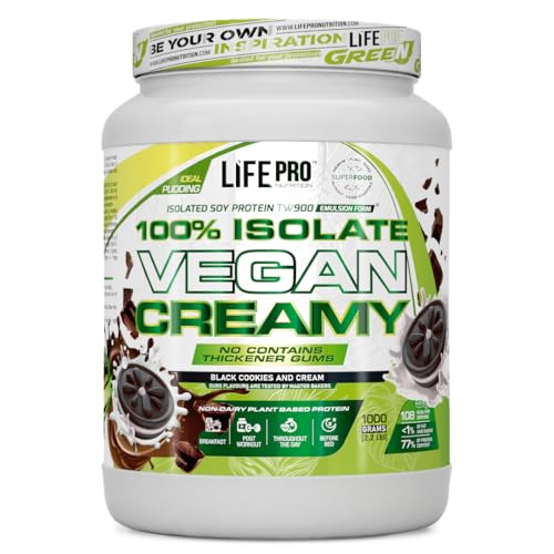 Life Pro Isolate Vegan Creamy 1kg | Aislado de proteina de Soja | 100% vegano (Black Cookies and Cream)