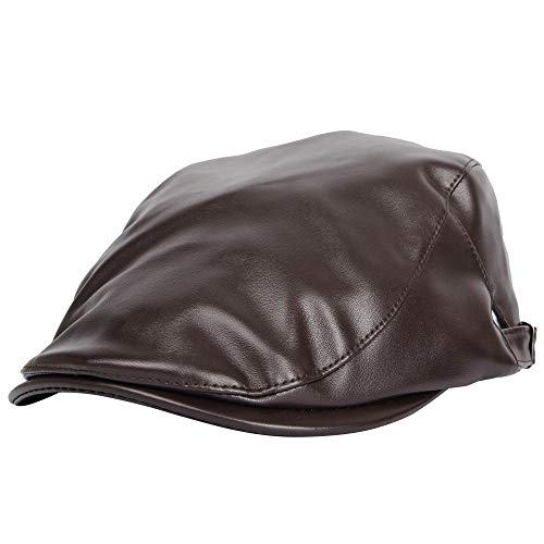 Withmoons Newsboy Flatcaps Cabbie Hat Faux Leather Irish Ivy Cap Mz30039 (Brown) #TOP13