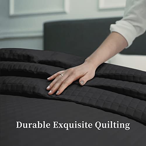 hollyhome luxury checkered super soft solid single pinsonic bed quilt bedspread bed cover black twin