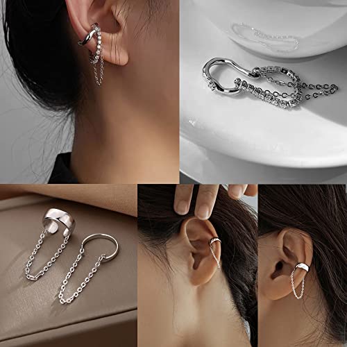 34 Pcs Gold Silver Adjustable Ear Cuffs Earrings For Women Girls Non-Piercing Cartilage Clip On Earrings Wrap Ear Jewelry Set,Punk Snake Butterfly Claw Stud Earrings For Women Girls Gift (Silver) #TOP7