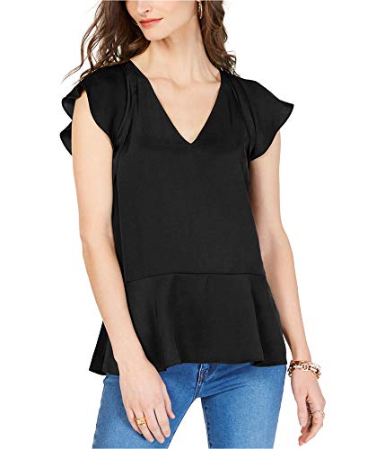 Michael Kors Women's Flutter-Sleeve Ruffled Blouse, Black, Medium #TOP2