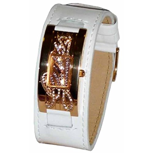 Guess Women's W10257L1 White Patent Leather Band Rose Gold Tone Watch