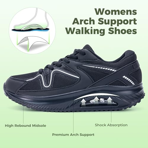 Image of Autper Plantar Fasciitis Shoes Women Walking Arch Support Tennis Casual Athletic Nurse Orthotic Sneakers for Foot Pain Relief