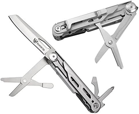 Pocket Knife with Clip, EDC Multitool Knife with Window Breaker Scissors, Portable Folding Tool with Safety Locking for Survival Camping Gadgets for Men