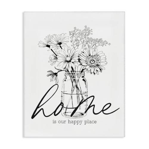 Home Happy Place Floral Jar, 16 x 20 Inch Canvas Wall Art