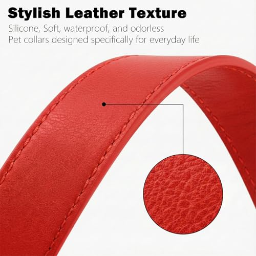 Image of B&F Dog Collar for Large Dogs Silicone Leather Dog Collars Soft Flexible Waterproof Odor-Proof Durable Thick Classic Adjustable Pet Puppy Collar (Red, Large (16-24.5 inch Neck))