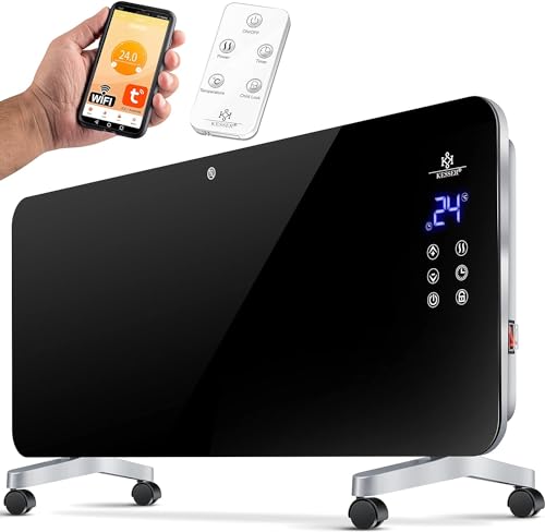 Kesser® Chauffage électrique en verre, convecteur, radiateur électrique, noir